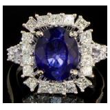14kt Gold 6.42 ct Oval Sapphire & Diamond Ring