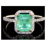 14kt Gold 2.29 ct Natural Emerald & Diamond Ring
