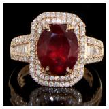 14kt Rose Gold Oval 6.32 ct Ruby & Diamond Ring