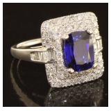 14kt White Gold 3.70 ct Sapphire & Diamond Ring