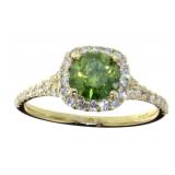 14kt Gold Fancy Green 1.45 ct Diamond Ring