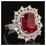 14kt Gold 11.31 ct Oval Ruby & Diamond Ring