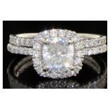 14kt Gold 2.63 ct Cushion Cut Diamond Bridal Set