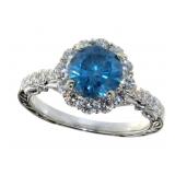 14kt Gold 2.11 ct Round Fancy Blue Diamond Ring