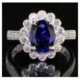 14kt Gold 3.15 ct Oval Sapphire & Diamond Ring