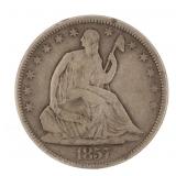 1857-P Seated Liberty Silver Half Dollar