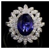 14kt Gold Oval 4.80 ct Sapphire & Diamond Ring