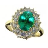 14kt Gold 3.52 ct Emerald & Diamond Ring
