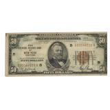 1929 New York $50.00 National Currency Note