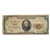 1929 Kansas City $20.00 National Currency Note