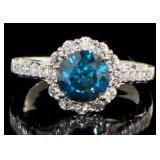 14kt Gold 2.36 ct Round Blue Diamond Ring