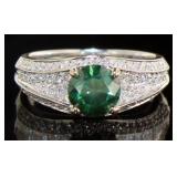 18kt Gold 1.91 ct Round Fancy Green Diamond Ring