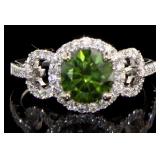 14kt Gold 2.08 ct Fancy Green Diamond Ring