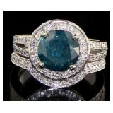 14kt Gold 3.72 ct Blue Diamond Bridal Set