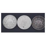 1866-67 & 68 Shield Nickel
