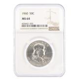 1960 MS64 Franklin Silver Half Dollar