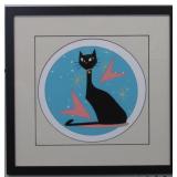 Atomic Cat On Blue Pencil Signed by Ivy Lowe
