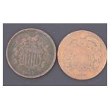 1864 & 1865 Copper Two Cent Piece *Civil War
