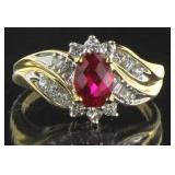10kt Gold Ruby & White Topaz Cocktail Ring