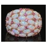 Rose Toned Opal & Pink Sapphire RIng