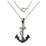 Blue Swarvoski Crystal Anchor Pendant
