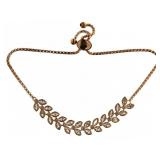 Beautiful Rose Toned White Sapphire Leaf Bracelet