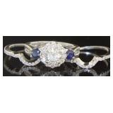 14kt Gold 2.50 ct Diamond & Sapphire 3 pc Bridal