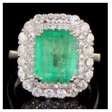 14kt Gold Natural 5.69 ct Emerald & Diamond Ring