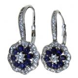 Stunning Blue & White Sapphire Dangle Earrings