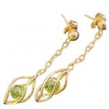 14kt Gold Peridot Dangle Earrings