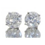 14kt Gold 3.07 ct Round Diamond Stud Earrings