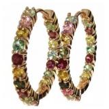 Natural 3.10 ct Tourmaline Hoop Earrings
