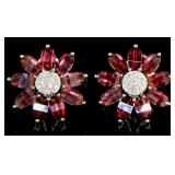 Natural 9.10 ct Garnet & Diamond Earrings