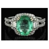 14kt Gold Natural 2.31 ct Emerald & Diamond Ring