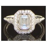Stunning Emerald Cut White Topaz Designer Ring
