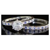 14kt Gold 1.40 ct Diamond & Sapphire Bridal Set