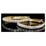 Genuine 1/4 ct Diamond Hoop Earrings