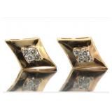 14kt Gold Mid Century Style Diamond Earrings