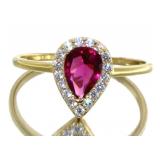 Pear Cut Ruby & White Topaz Ring