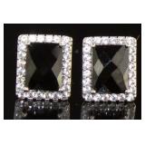 Beautiful Black Spinel & White Topaz Earrings