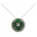 Genuine 2.66 ct Emerald & Zircon Designer Necklace