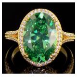 Oval Green & White Topaz Designer Ring