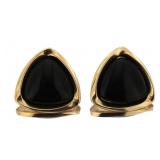 14kt Gold Large Trillion Onyx Earrings