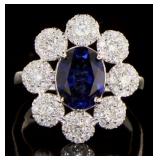 14K White Gold 3.30 ct Sapphire and Diamond Ring