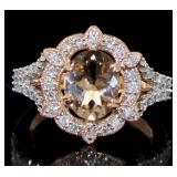 14K Rose Gold 2.12 ct Morganite and Diamond Ring