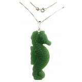 Genuine Jade Carved Seahorse Necklace