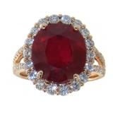 14kt Rose Gold Oval 10.79 ct Ruby & Diamond Ring