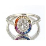Oval 2.00 ct White Topaz & Gemstone Ring
