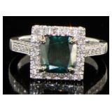 14kt Gold Round 3.70 ct Fancy Green Diamond Ring