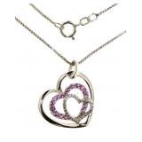 Beautiful Pink Topaz Triple Heart Necklace